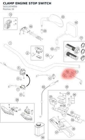 Diagram preview: CLAMP ENGINE STOP SWITCH (50311074050)