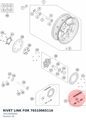 Diagram preview: RIVET LINK FOR 76510065116 (76510066000)