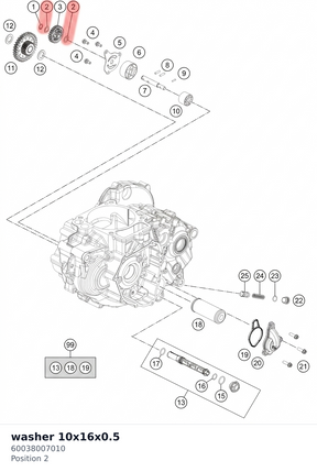 Diagram preview: washer 10x16x0.5 (60038007010)