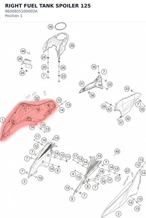 Diagram preview: RIGHT FUEL TANK SPOILER 125 (96008051000EDA)