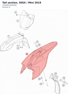 Diagram preview: Tail section, 50SX / Mini 2019 (4530801300028C)