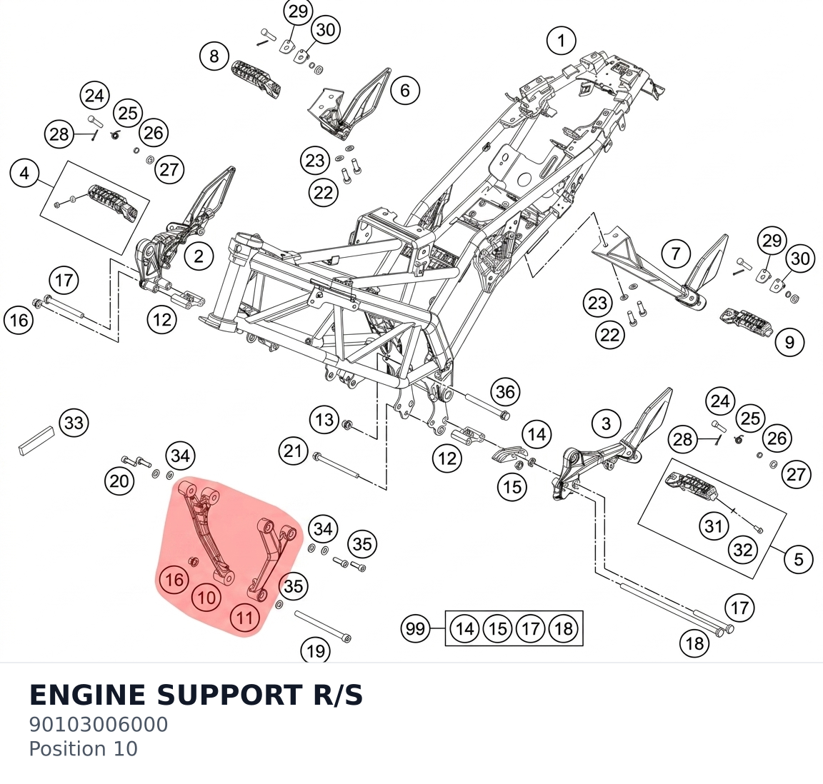 Diagram preview: ENGINE SUPPORT  R/S (90103006000)