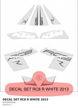Diagram preview: DECAL SET  RC8 R WHITE    2013 (69308099200)