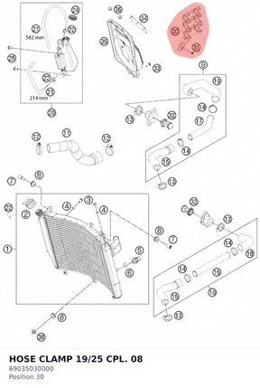 Diagram preview: HOSE CLAMP 19/25 CPL.       08 (69035030000)