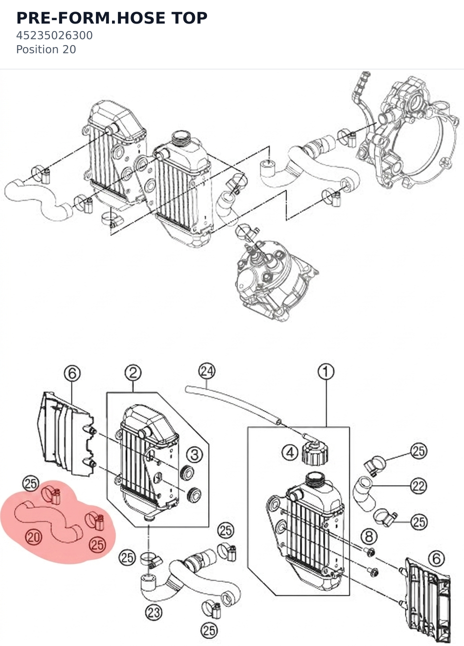 Diagram preview: PRE-FORM.HOSE TOP (45235026300)