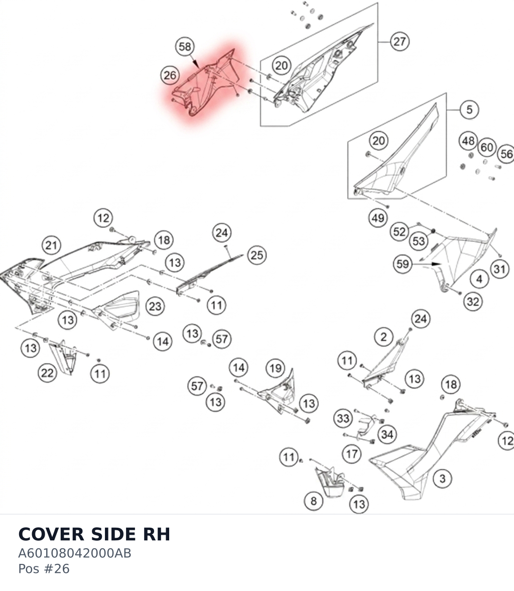 Diagram preview: COVER SIDE RH (A60108042000AB)