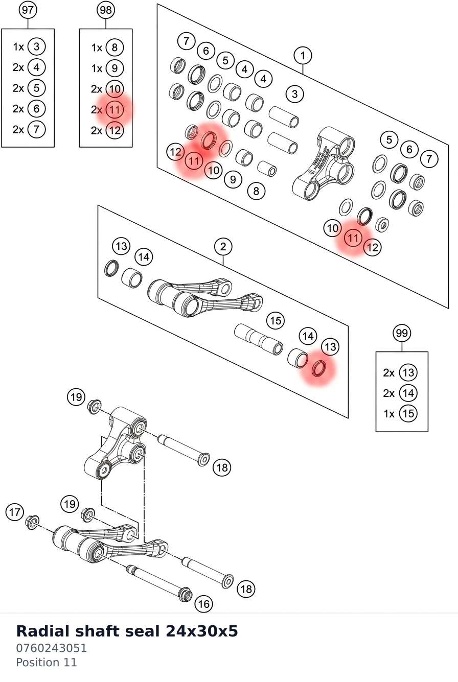 Diagram preview: Radial shaft seal 24x30x5 (0760243051)