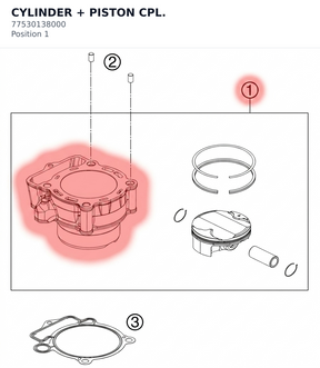 Diagram preview: CYLINDER + PISTON CPL. (77530138000)