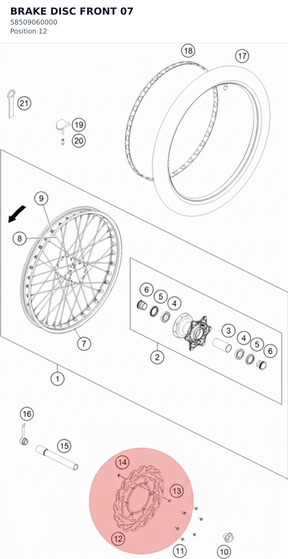 Diagram preview: BRAKE DISC FRONT 07 (58509060000)