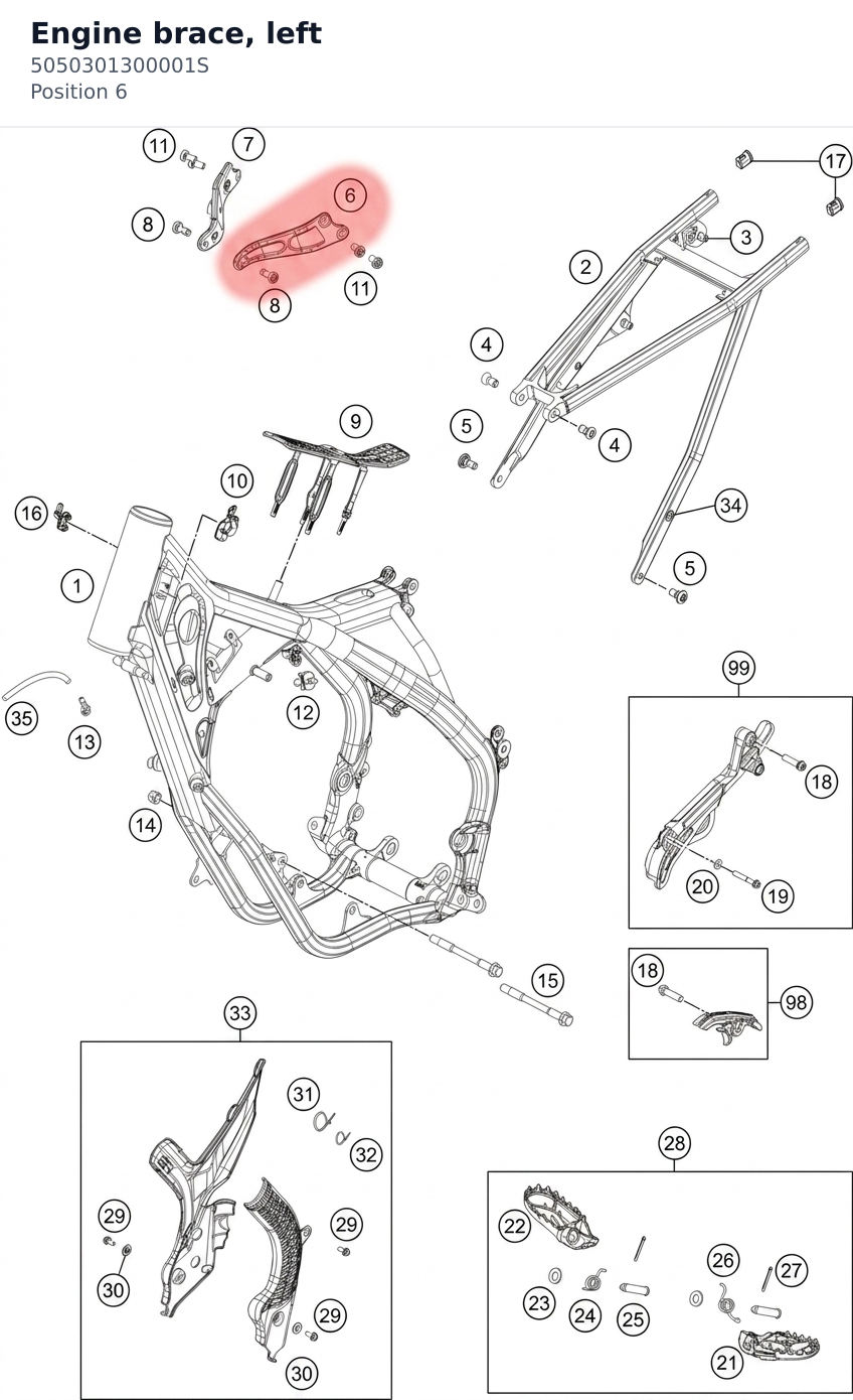 Diagram preview: Engine brace, left (5050301300001S)