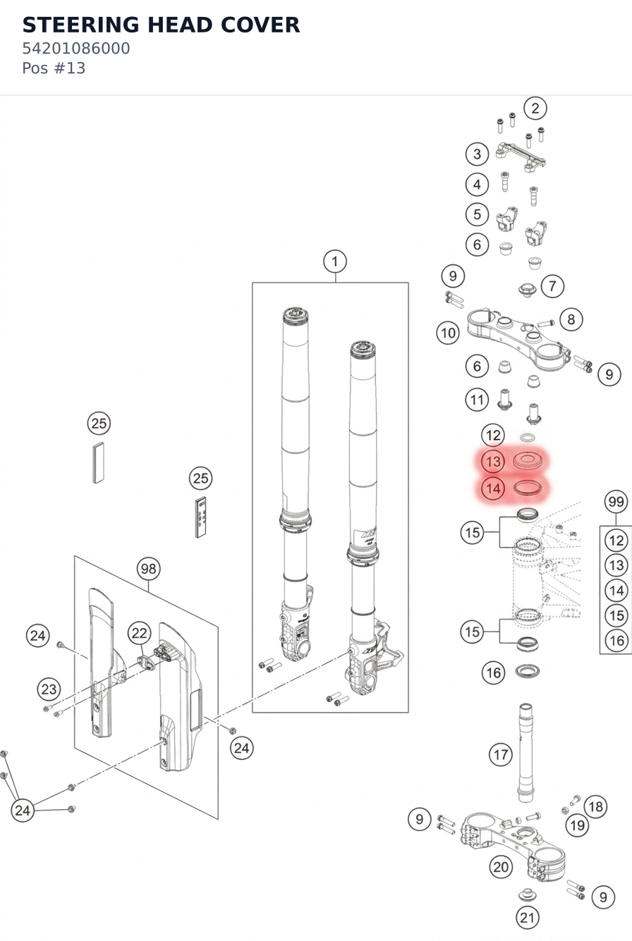 Diagram preview: STEERING HEAD COVER (54201086000)