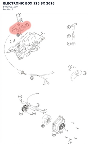 Diagram preview: ELECTRONIC BOX 125 SX   2016 (50439031000)
