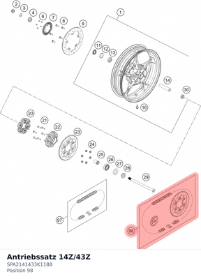 Diagram preview: Antriebssatz 14Z/43Z (SPA2141433K118B)