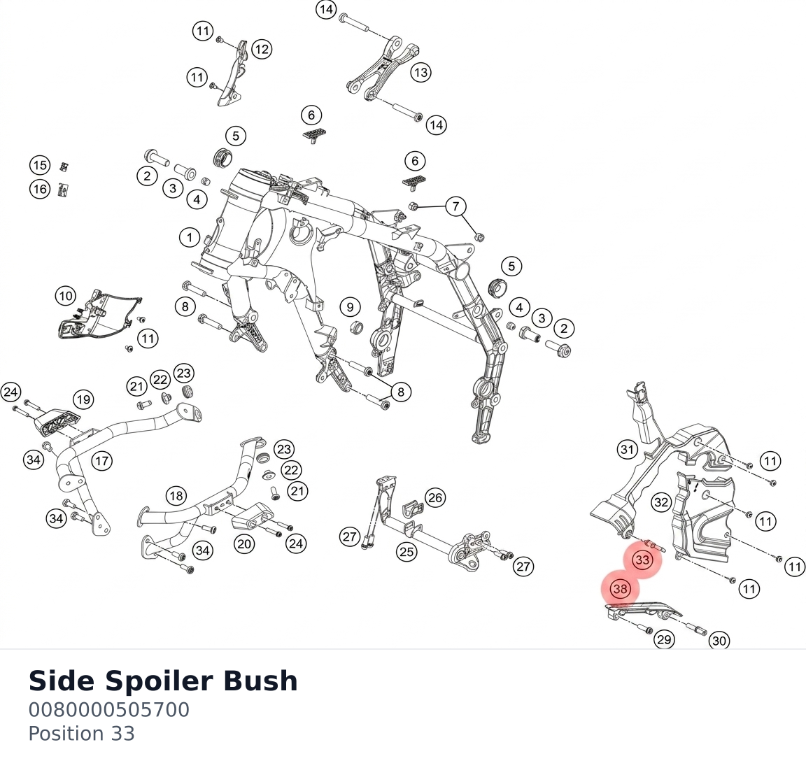 Diagram preview: Side Spoiler Bush (0080000505700)