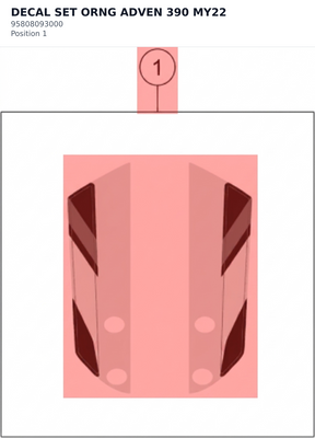 Diagram preview: DECAL SET ORNG ADVEN 390 MY22 (95808093000)