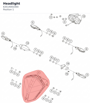 Diagram preview: Headlight (63514001000)