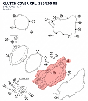 Diagram preview: CLUTCH COVER CPL. 125/200 09 (5033000114415)