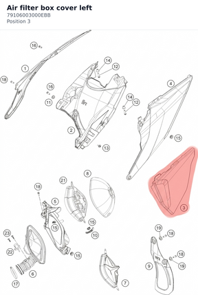 Diagram preview: Air filter box cover left (79106003000EBB)