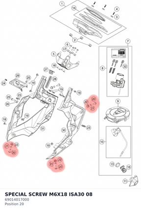 Diagram preview: SPECIAL SCREW M6X18 ISA30   08 (69014017000)