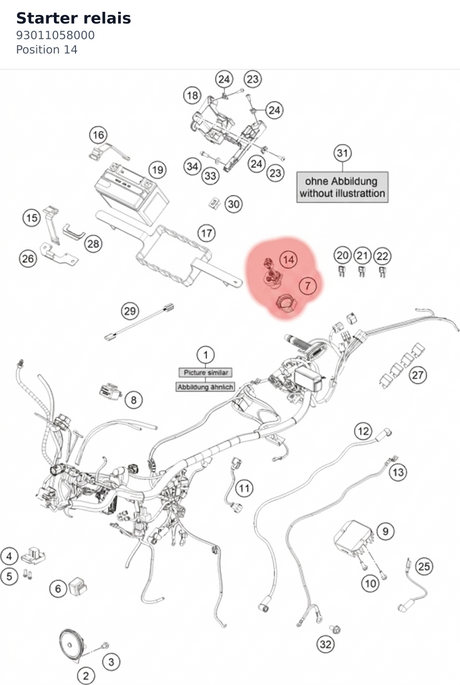Diagram preview: Starter relais (93011058000)