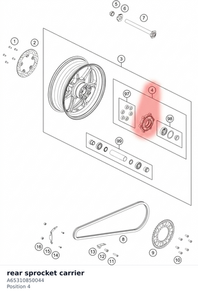 Diagram preview: rear sprocket carrier (A65310850044)