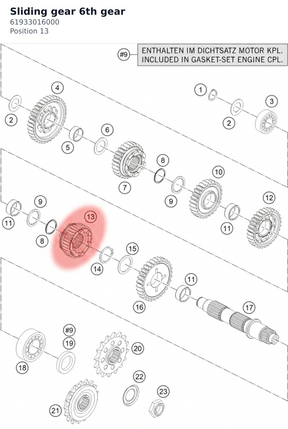 Diagram preview: Sliding gear 6th gear (61933016000)
