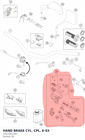 Diagram preview: HAND BRAKE CYL. CPL. E-SX (70013001300)
