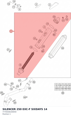 Diagram preview: SILENCER 250 EXC-F SIXDAYS 14 (7770508100059)