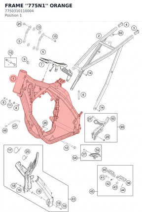 Diagram preview: FRAME ''775N1'' ORANGE (7750310110004)