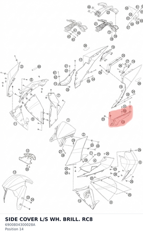 Diagram preview: SIDE COVER L/S WH. BRILL. RC8 (6900804300028A)