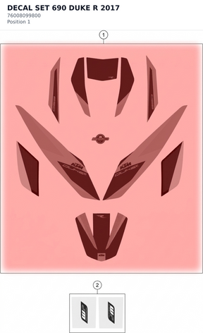 Diagram preview: DECAL SET 690 DUKE R 2017 (76008099800)