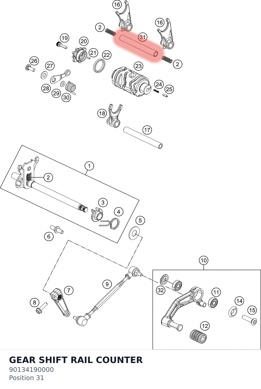 Diagram preview: GEAR SHIFT RAIL COUNTER (90134190000)