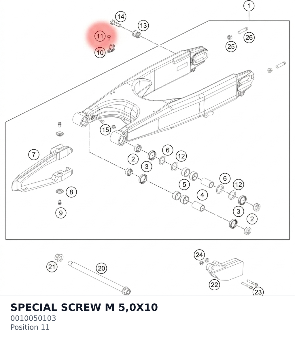 Diagram preview: SPECIAL SCREW M 5,0X10 (0010050103)
