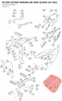 Diagram preview: RC390 OUTER FAIRING EB ORG GLOSS LH+DCL (94508041000EBA)
