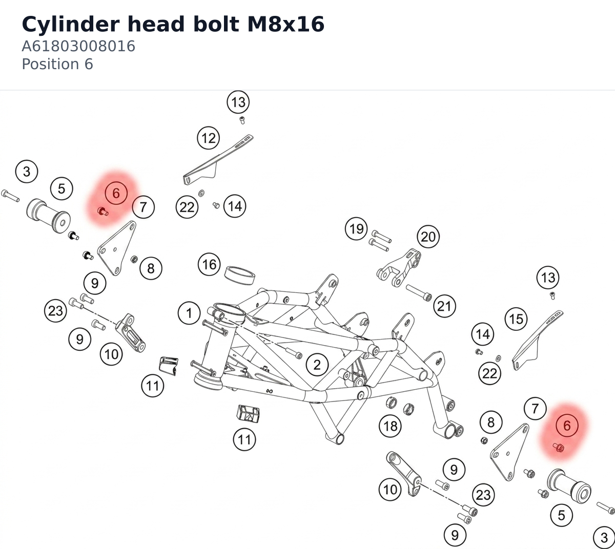 Diagram preview: Cylinder head bolt M8x16 (A61803008016)