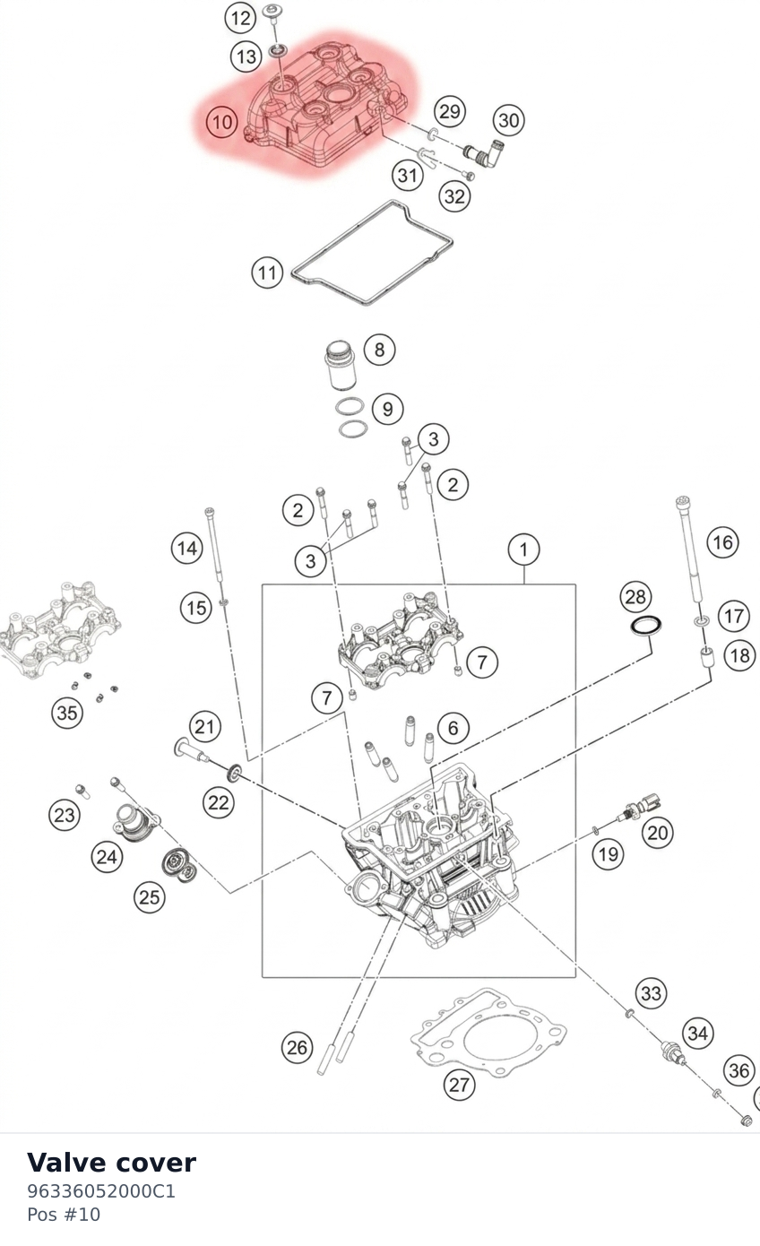 Diagram preview: Valve cover (96336052000C1)