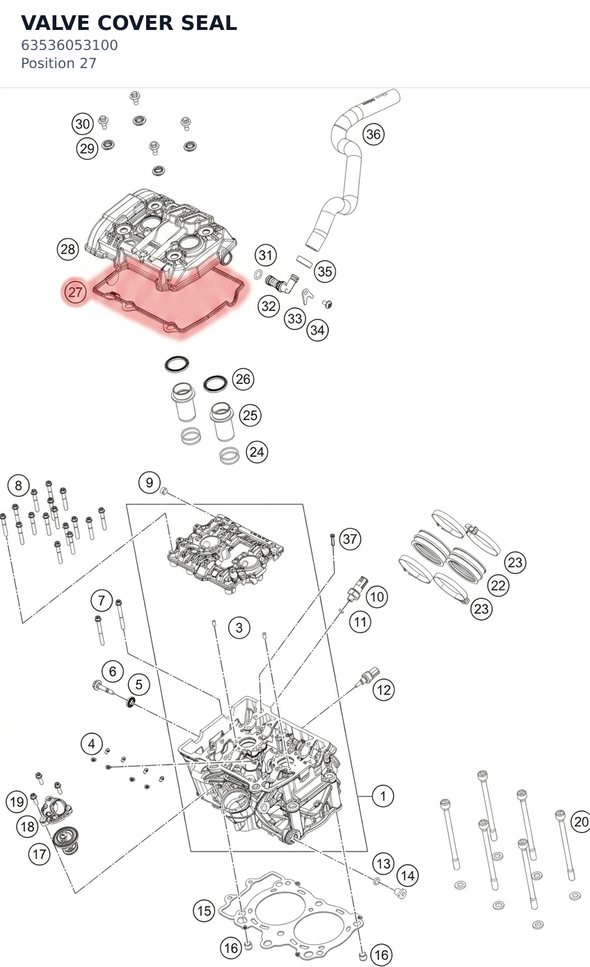 Diagram preview: VALVE COVER SEAL (63536053100)