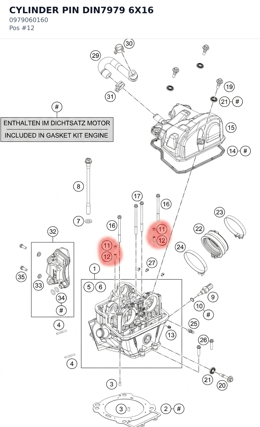 Diagram preview: CYLINDER PIN DIN7979 6X16 (0979060160)