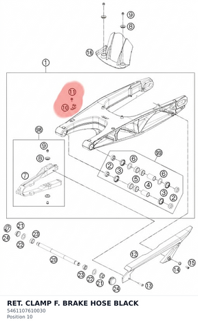 Diagram preview: RET. CLAMP F. BRAKE HOSE BLACK (5461107610030)