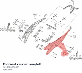 Diagram preview: Footrest carrier rear/left (6410304800033)