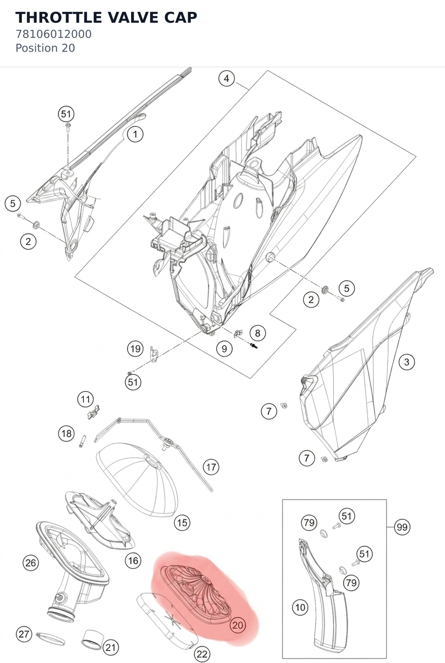 Diagram preview: THROTTLE VALVE CAP (78106012000)