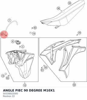 Diagram preview: ANGLE PIEC 90 DEGREE M10X1 (50330022000)