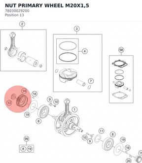 Diagram preview: NUT PRIMARY WHEEL M20X1,5 (78030029200)