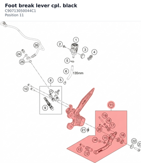 Diagram preview: Foot break lever cpl. black (C90713050044C1)