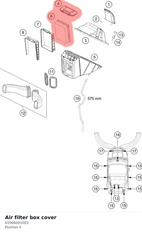 Diagram preview: Air filter box cover (61906001003)