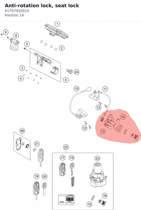 Diagram preview: Anti-rotation lock, seat lock (61707050010)
