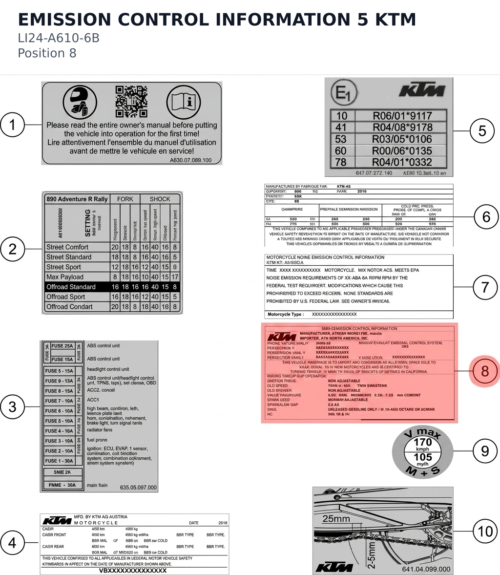 Diagram preview: EMISSION CONTROL INFORMATION 5 KTM (LI24-A610-6B)