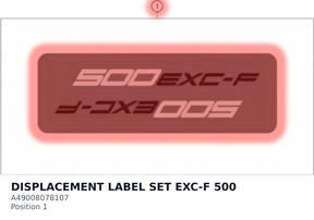 Diagram preview: DISPLACEMENT LABEL SET EXC-F 500 (A49008078107)