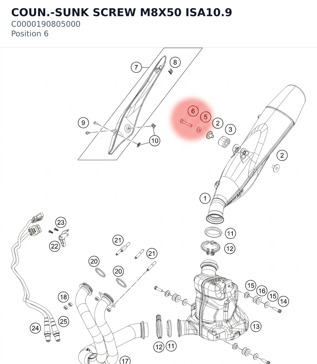 Diagram preview: COUN.-SUNK SCREW M8X50 ISA10.9 (C0000190805000)