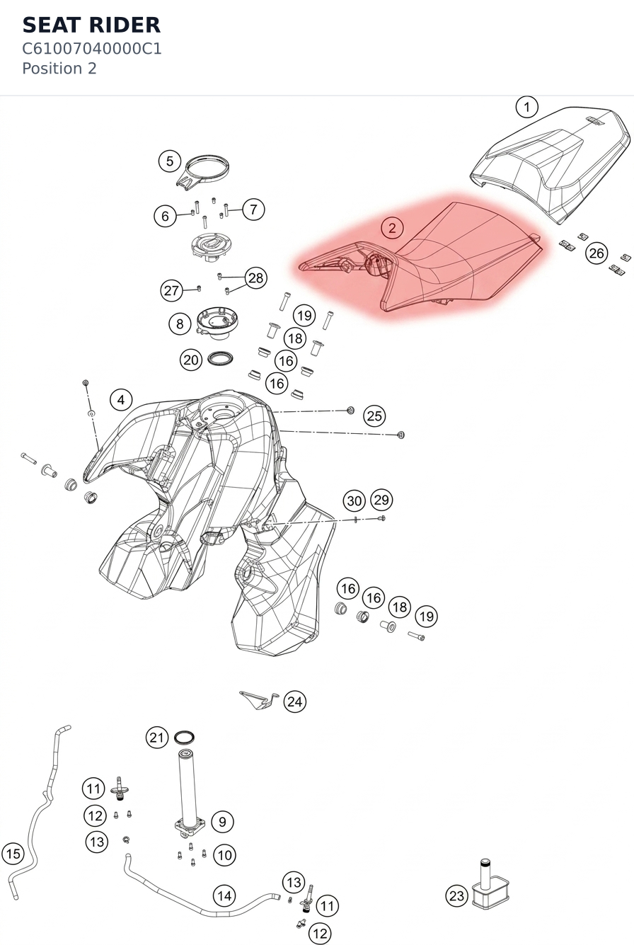 Diagram preview: SEAT RIDER (C61007040000C1)